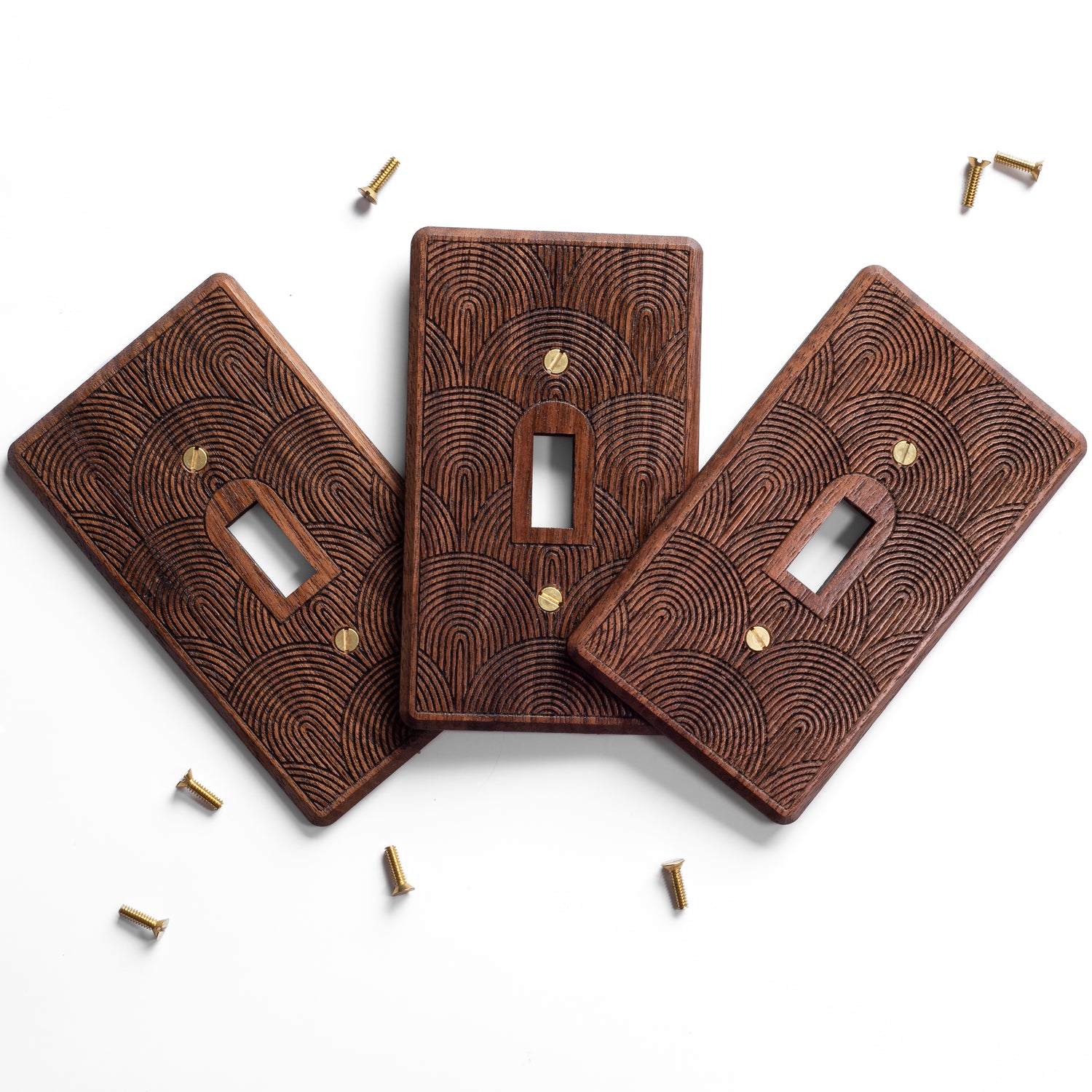 Rainbow Engraved Walnut Light Switch and Outlet Plates