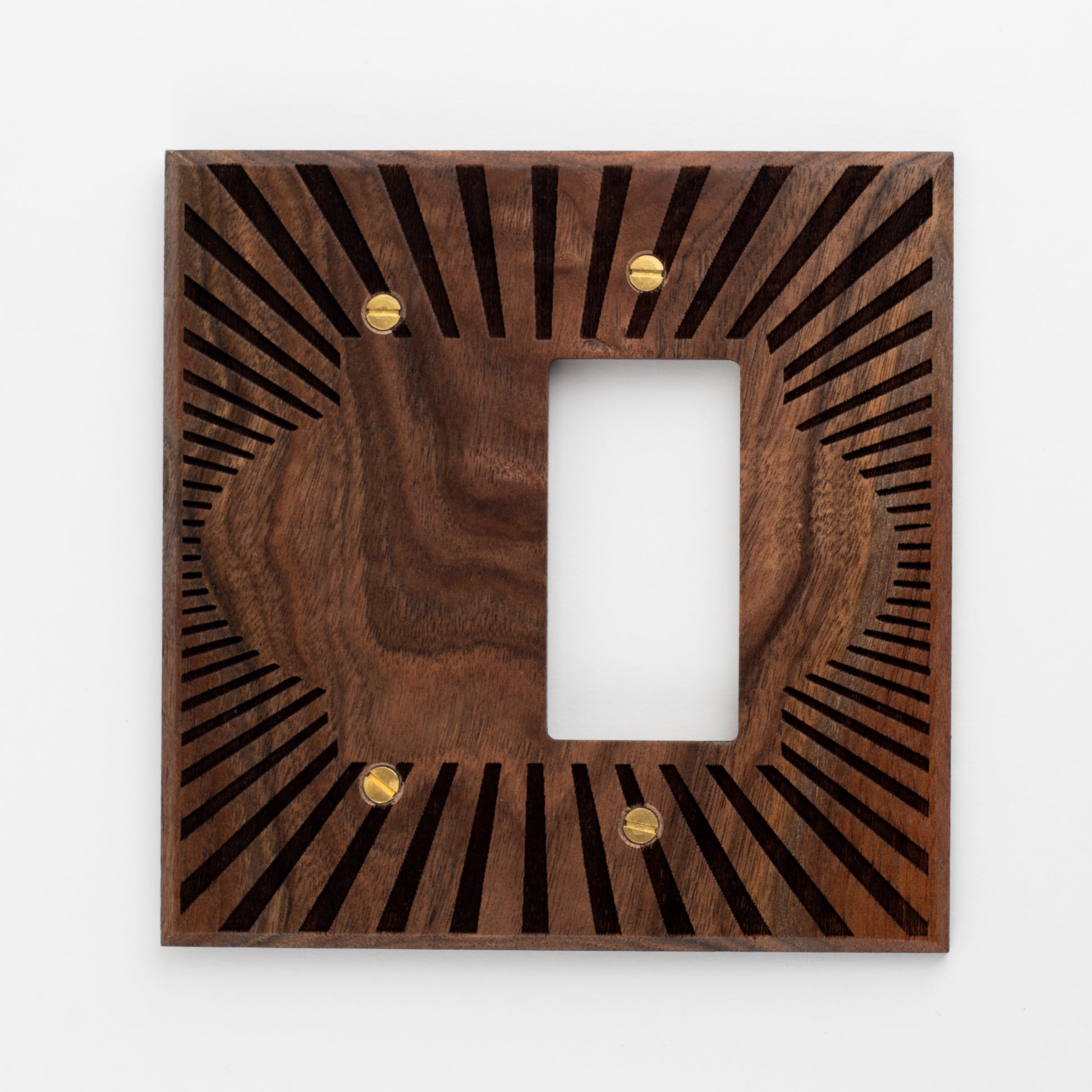 Single Rocker With Blank cover Light switch Cover Walnut with Sunburst Engraving 