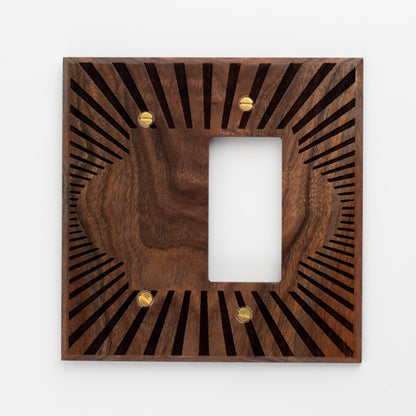 Single Rocker With Blank cover Light switch Cover Walnut with Sunburst Engraving 