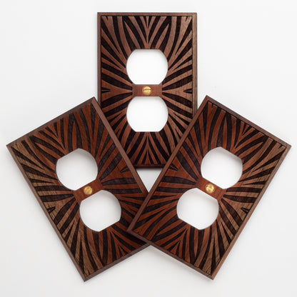 3 Pack Floral Walnut Outlet Cover Plate