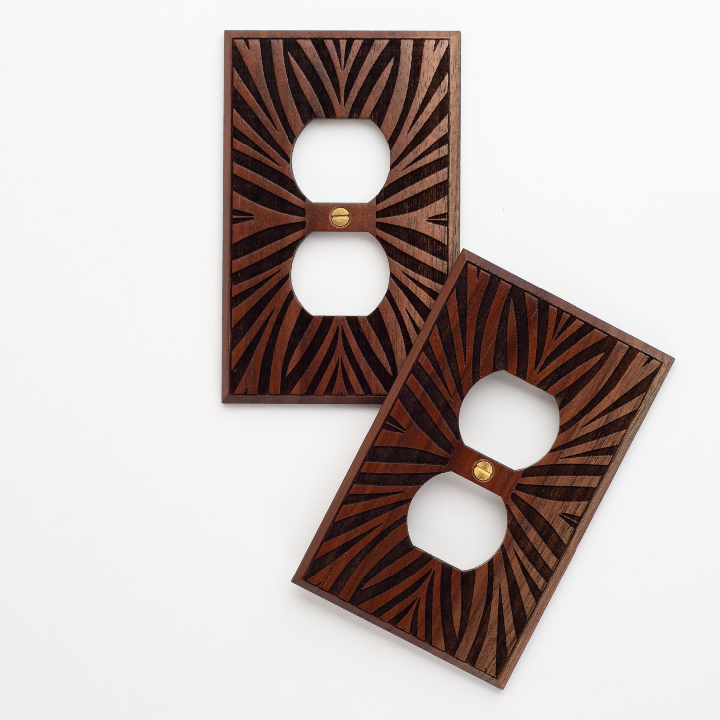 3 Pack Floral Walnut Outlet Cover Plate