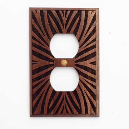 3 Pack Floral Walnut Outlet Cover Plate