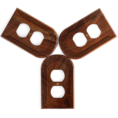 Walnut Arched Outlet 2 gang light switch plate cover 