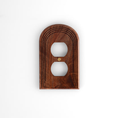 Single gang Arch Walnut wood outlet cover in brown color 