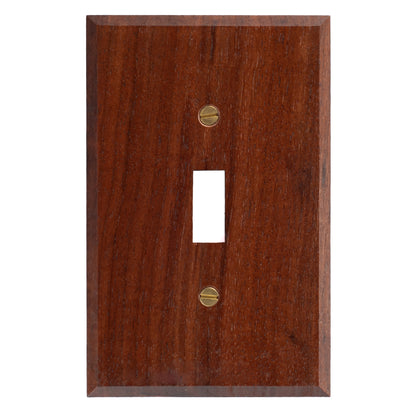 Single Toggle Walnut Wood  Light Switch Cover with Brass hardware. 