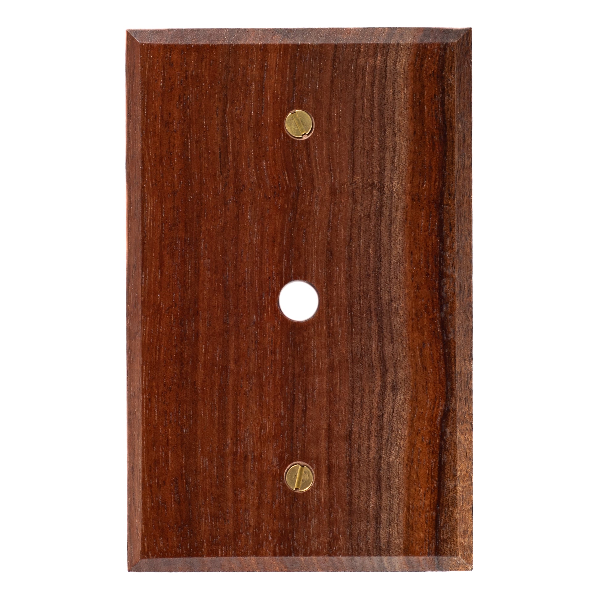 Single Small Coax Walnut Wood  Light Switch Cover with Brass hardware. 