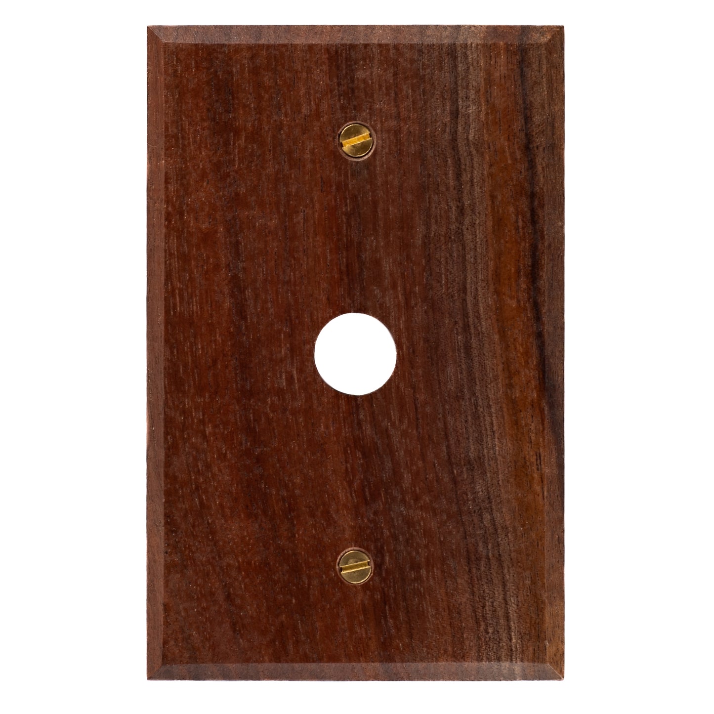 Single Large Coax Walnut Wood Light Switch Cover with Brass hardware. 