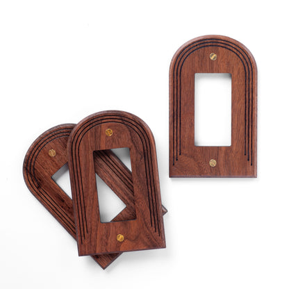 3 Pack Arch Walnut Light Switch Plate Rocker Decora Single Gang