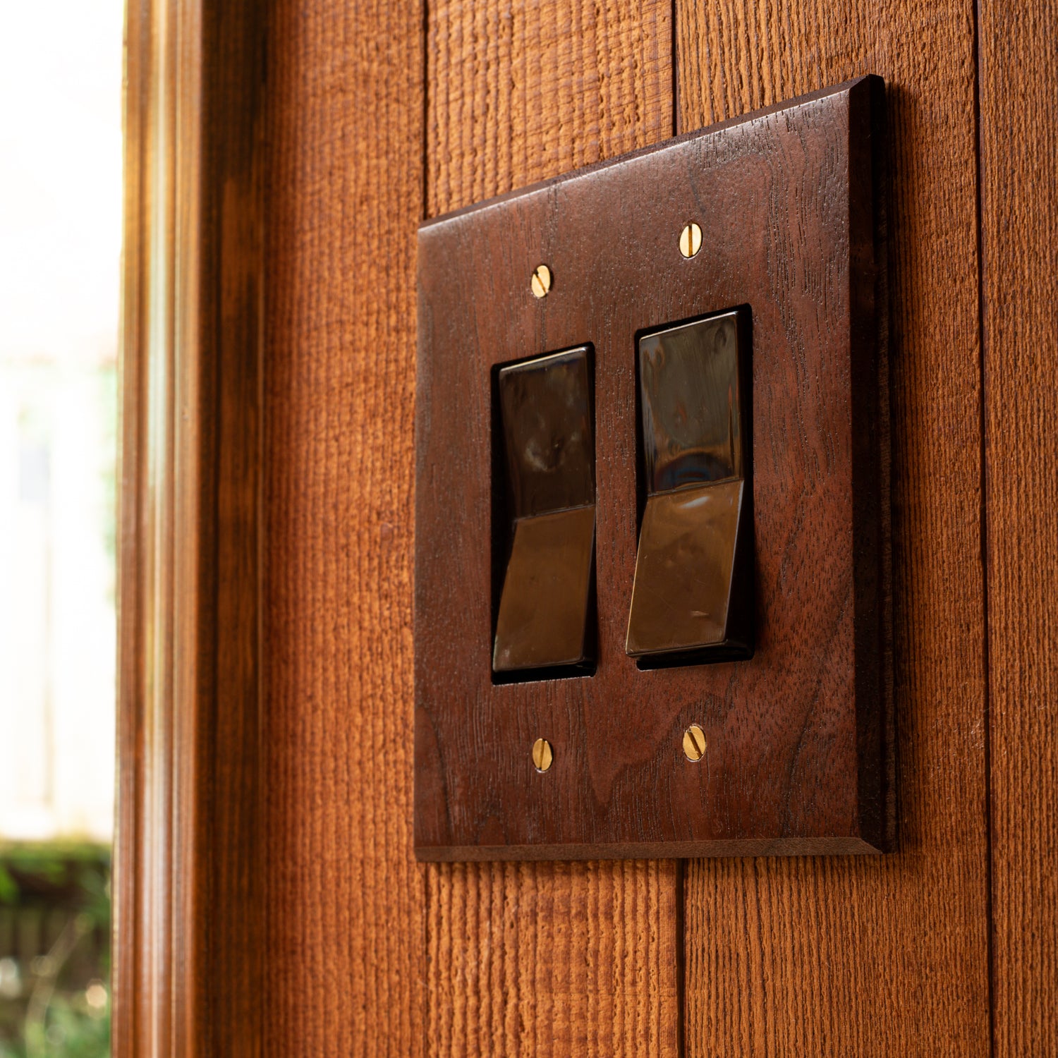 Walnut Wood Two Switch Rocker Light Switch Cover 