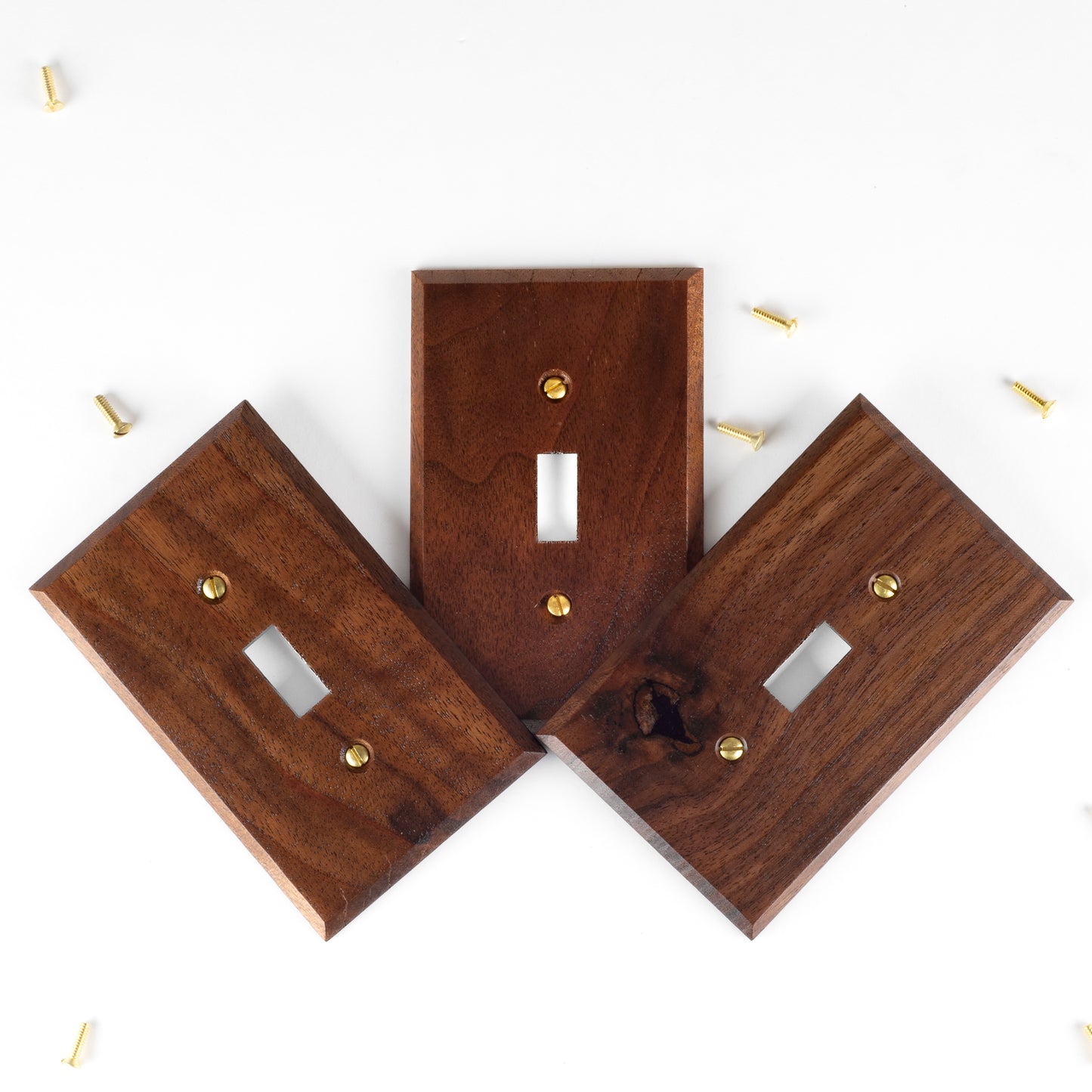 3-Pack Natural Walnut Toggle Switch Cover Plates