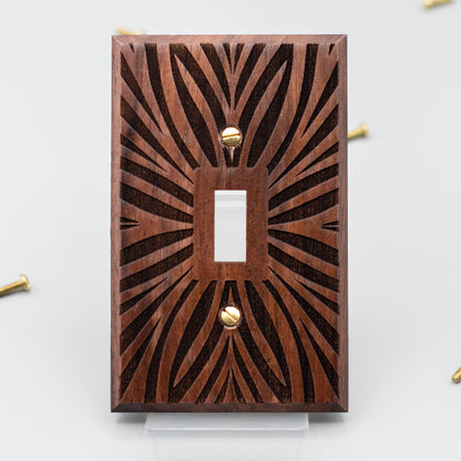 3-Pack Walnut Floral Light Switch Plate Single Gang Toggle