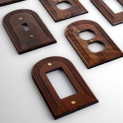 3 Pack Arch Walnut Light Switch Plate Rocker Decora Single Gang